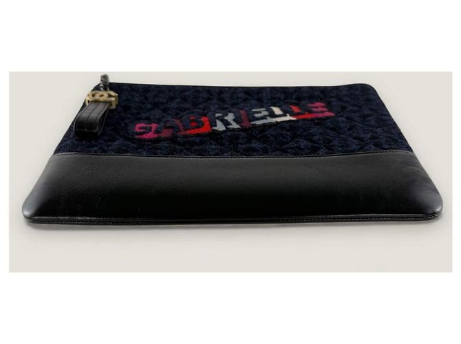 Clutch Chanel Gabrielle in tweed e pelle di vitello Blu - vista 11