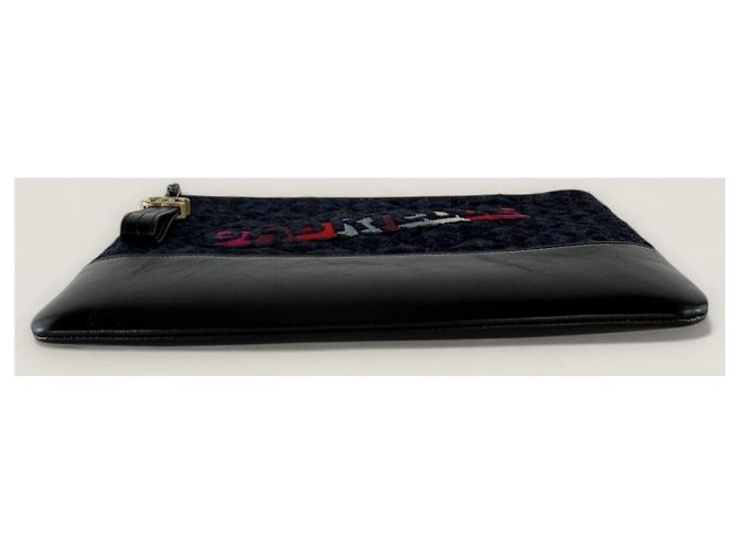 Clutch Chanel Gabrielle in tweed e pelle di vitello Blu - vista 15