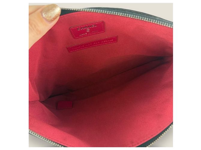 Clutch Chanel Gabrielle in tweed e pelle di vitello Blu - vista 7