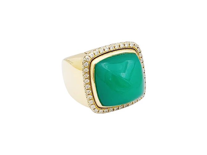 Anello FRED, "PAIN DE SUCRE", oro rosa 750/000, crisoprasio, diamanti. - vista 2