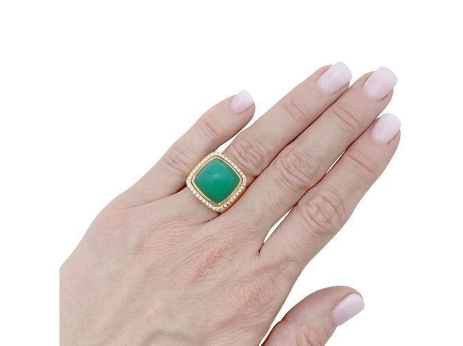 Anello FRED, "PAIN DE SUCRE", oro rosa 750/000, crisoprasio, diamanti. - vista 5