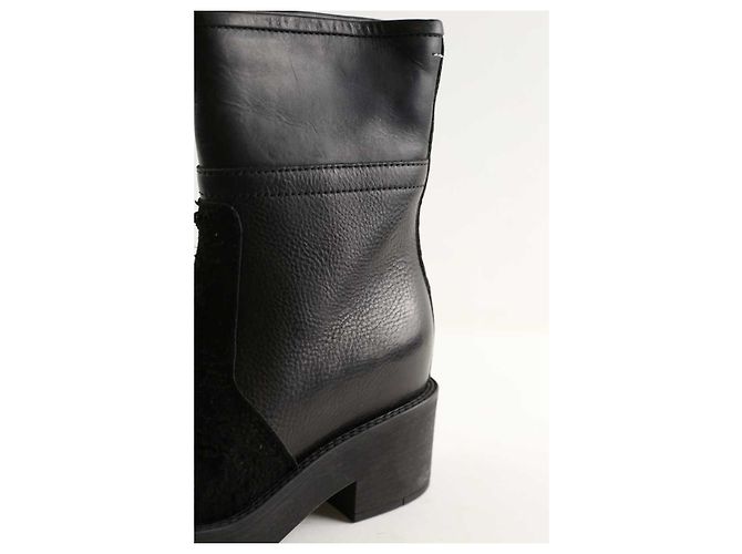 Mm6 Botas de cuero negro - vista 5