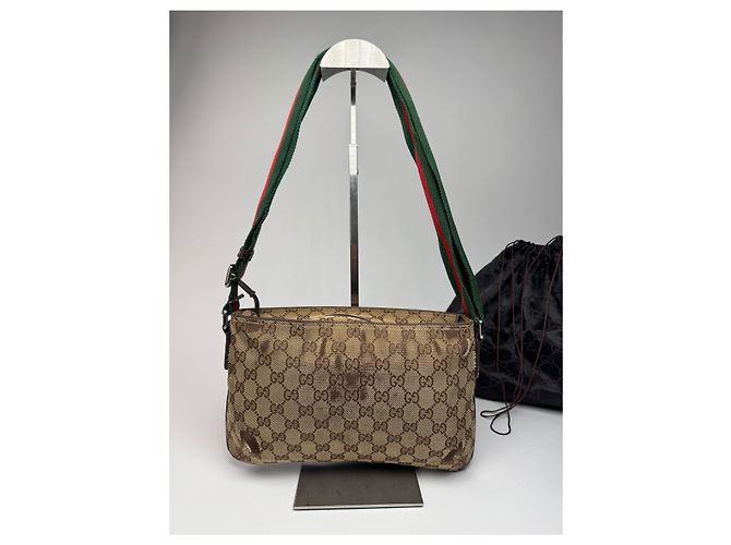 Vintage Gucci Monogramm Canvas Tasche Beige Braun - Ansicht 14