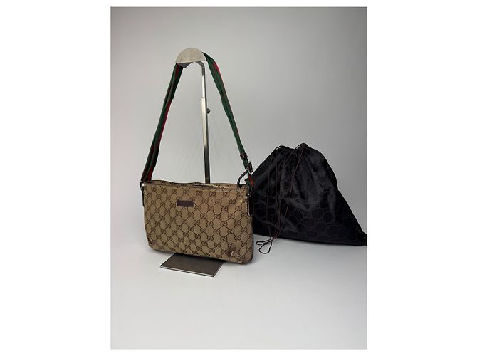 Vintage Gucci Monogramm Canvas Tasche Beige Braun - Ansicht 8