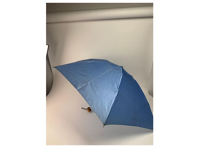 Céline Vintage Celine Paris Monogram Polyester Regenschirm Blau - Ansicht 2