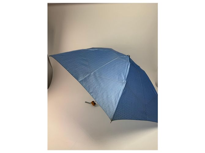 Céline Vintage Celine Paris Monogram Polyester Regenschirm Blau - Ansicht 6