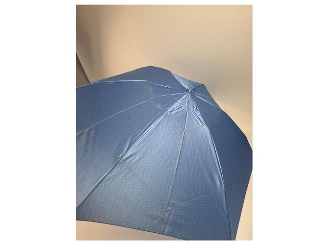 Céline Vintage Celine Paris Monogram Polyester Regenschirm Blau - Ansicht 7