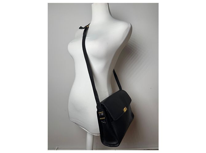 Vintage Givenchy Tasche aus schwarzem Leder mit Schlangenprägung - Ansicht 7