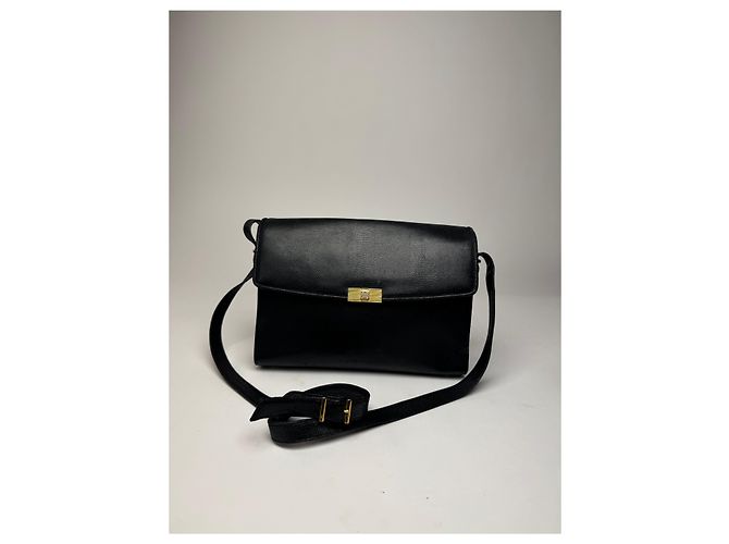 Vintage Givenchy Tasche aus schwarzem Leder mit Schlangenprägung - Ansicht 8