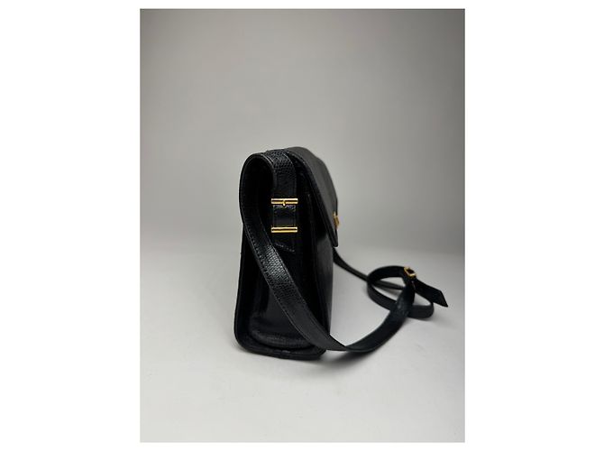 Vintage Givenchy Tasche aus schwarzem Leder mit Schlangenprägung - Ansicht 9
