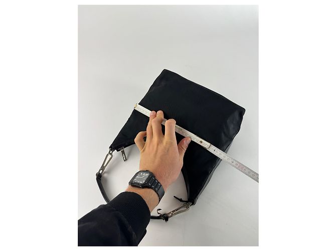 Vintage Gucci Canvas-Leder-Handtasche Schwarz - Ansicht 10