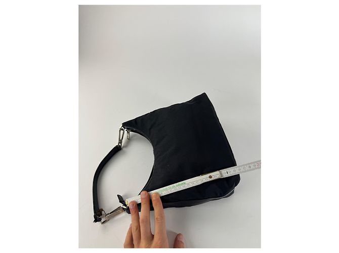 Vintage Gucci Canvas-Leder-Handtasche Schwarz - Ansicht 11
