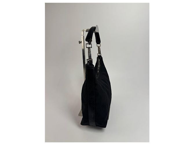 Vintage Gucci Canvas-Leder-Handtasche Schwarz - Ansicht 13
