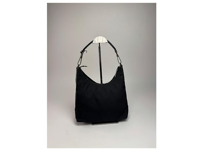 Vintage Gucci Canvas-Leder-Handtasche Schwarz - Ansicht 14