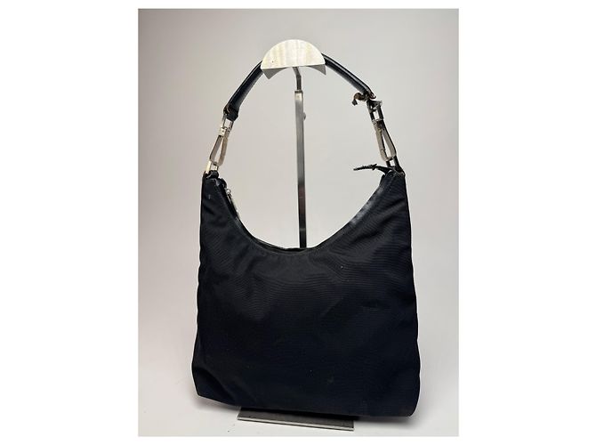 Vintage Gucci Canvas-Leder-Handtasche Schwarz - Ansicht 2