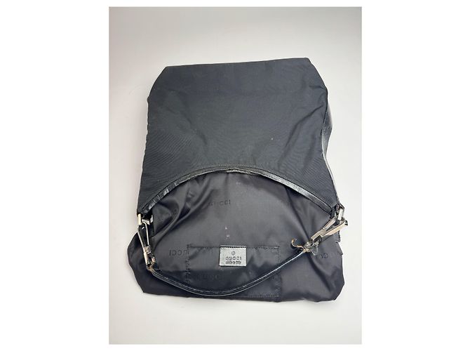 Vintage Gucci Canvas-Leder-Handtasche Schwarz - Ansicht 3