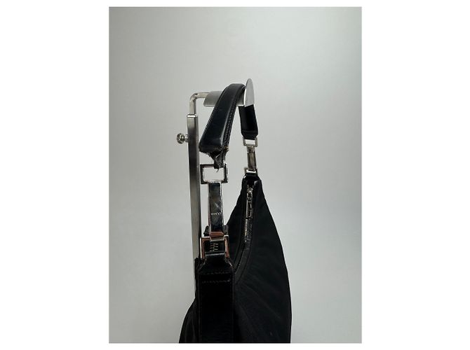 Vintage Gucci Canvas-Leder-Handtasche Schwarz - Ansicht 5