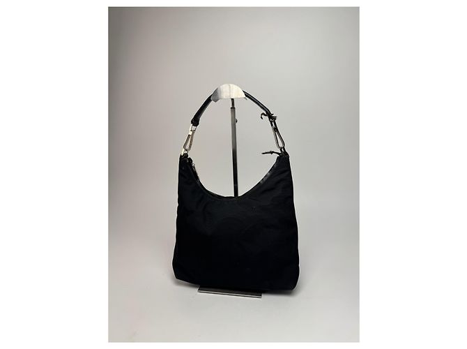 Vintage Gucci Canvas-Leder-Handtasche Schwarz - Ansicht 8