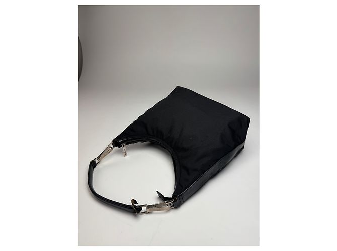 Vintage Gucci Canvas-Leder-Handtasche Schwarz - Ansicht 9