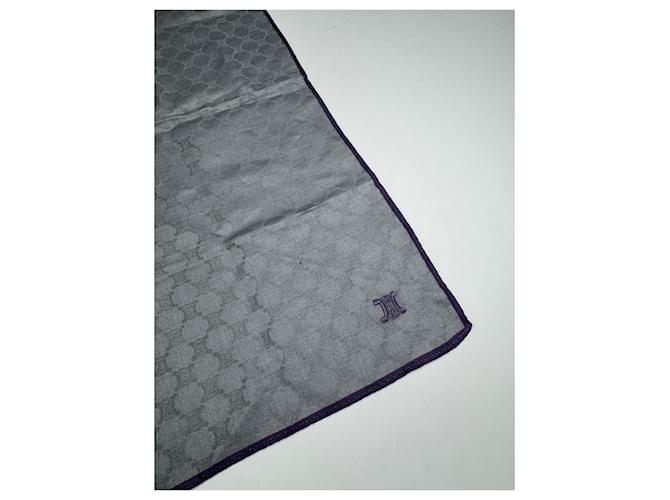 Céline Vintage Celine Monogramm Schal Silber Blau - Ansicht 2