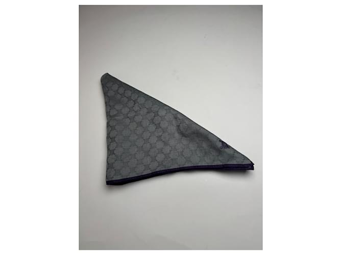 Céline Vintage Celine Monogramm Schal Silber Blau - Ansicht 6