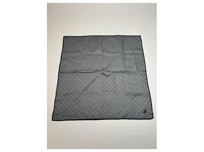Céline Vintage Celine Monogramm Schal Silber Blau - Ansicht 7