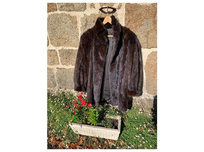 Autre Marque Abrigo de piel de visón marrón Castaño - vista 2