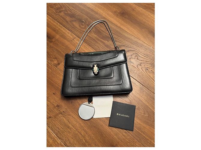 Bulgari Schwarze Lederhandtasche Serpenti von Bvlgari - Ansicht 11