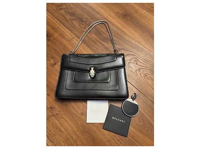 Bulgari Schwarze Lederhandtasche Serpenti von Bvlgari - Ansicht 12