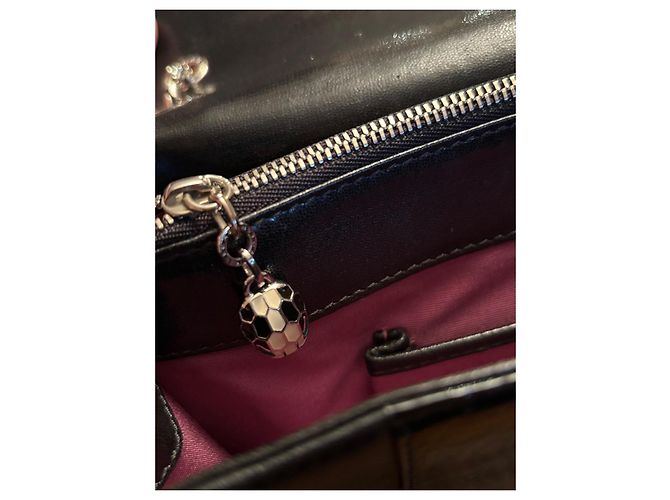 Bulgari Schwarze Lederhandtasche Serpenti von Bvlgari - Ansicht 5