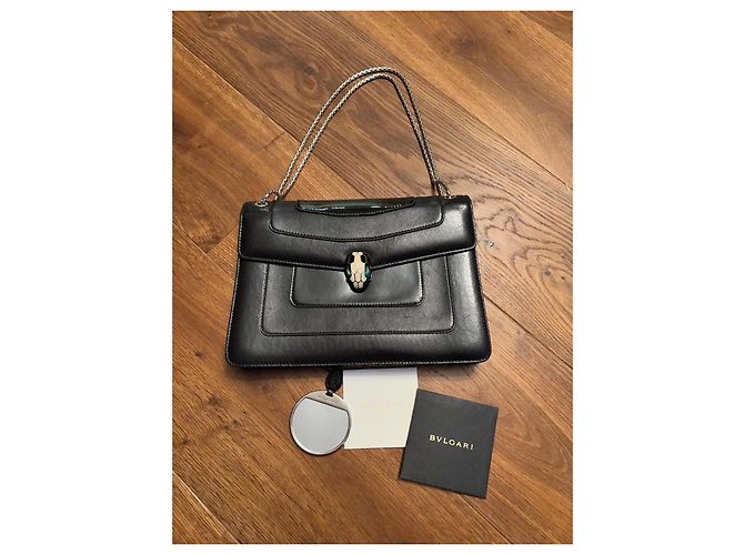 Bulgari Schwarze Lederhandtasche Serpenti von Bvlgari - Ansicht 7