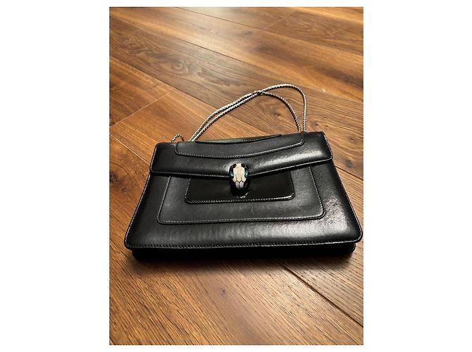 Bulgari Schwarze Lederhandtasche Serpenti von Bvlgari - Ansicht 8