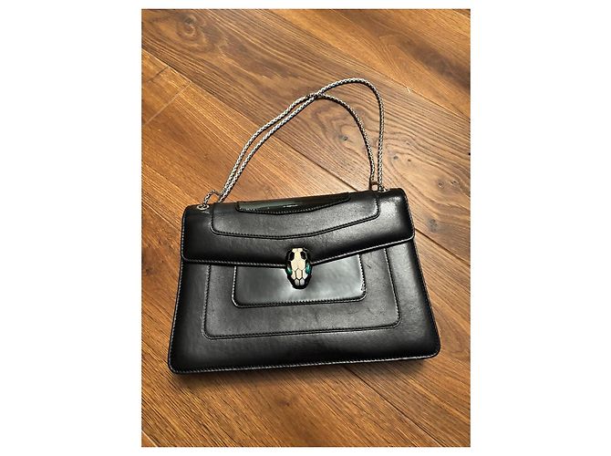 Bulgari Schwarze Lederhandtasche Serpenti von Bvlgari - Ansicht 9