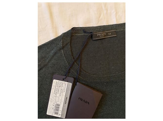 Prada wool silk crewneck sweater dark green - view 2