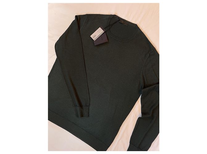 Prada wool silk crewneck sweater dark green - view 3