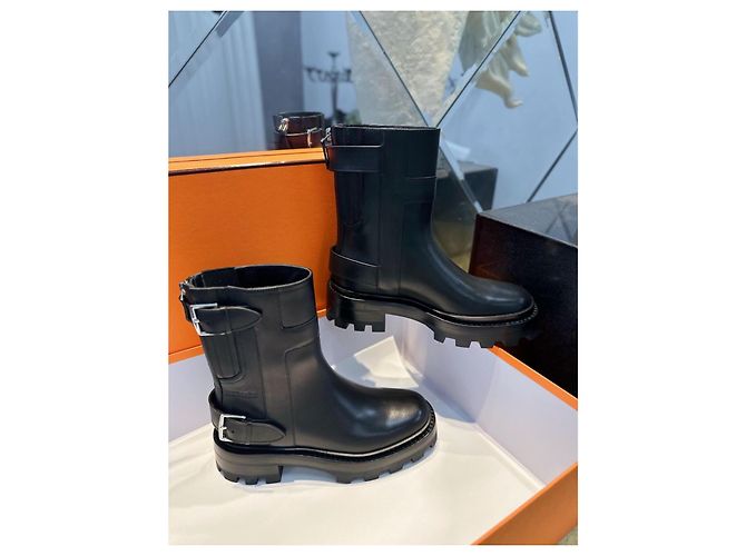 Stivaletti Hermès Vancouver in pelle nera Nero - vista 3