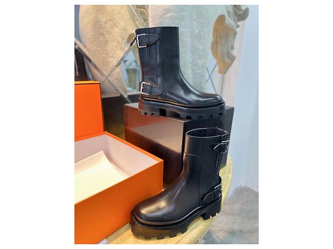 Stivaletti Hermès Vancouver in pelle nera Nero - vista 5