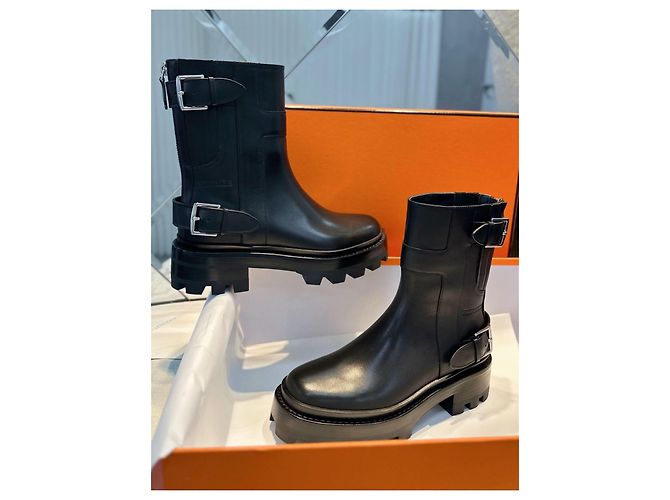 Stivaletti Hermès Vancouver in pelle nera Nero - vista 6