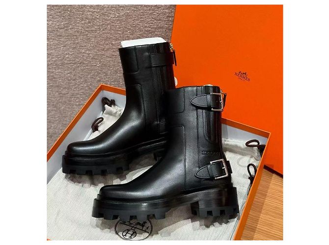 Stivaletti Hermès Vancouver in pelle nera Nero - vista 8
