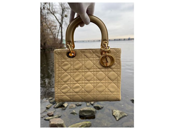 Christian Dior Lady Dior Handtasche aus Lammleder Beige - Ansicht 2