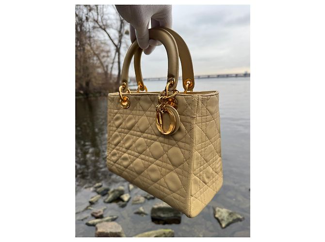 Christian Dior Lady Dior Handtasche aus Lammleder Beige - Ansicht 3
