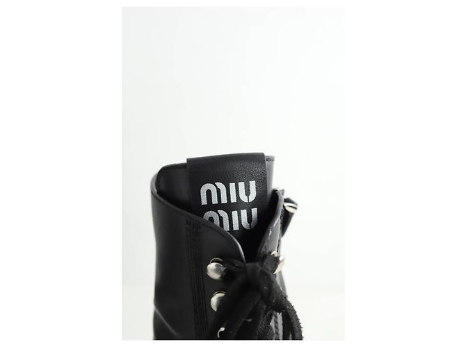 Miu Miu Botas de cuero negro - vista 4