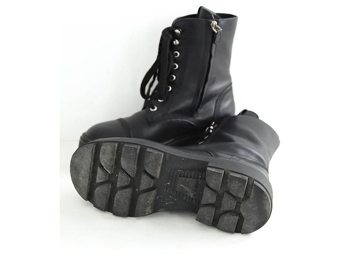 Miu Miu Botas de cuero negro - vista 5