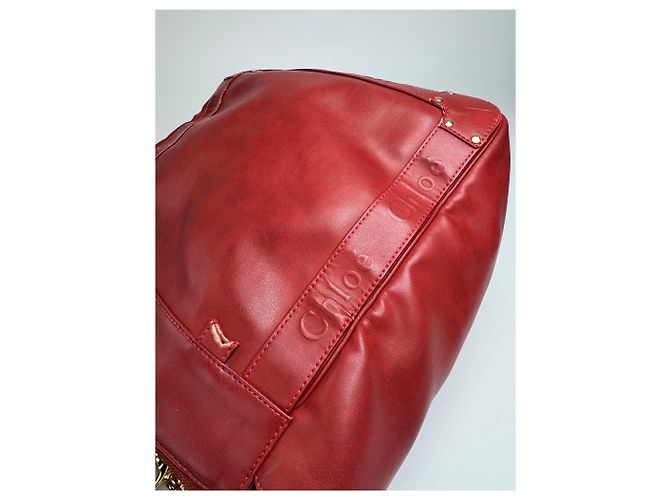Chloé Vintage Chloe Leder Tote Bag Rot - Ansicht 10