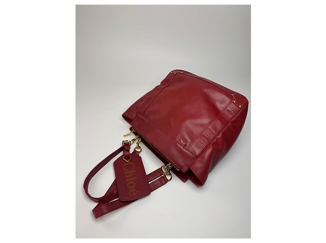 Chloé Vintage Chloe Leder Tote Bag Rot - Ansicht 11