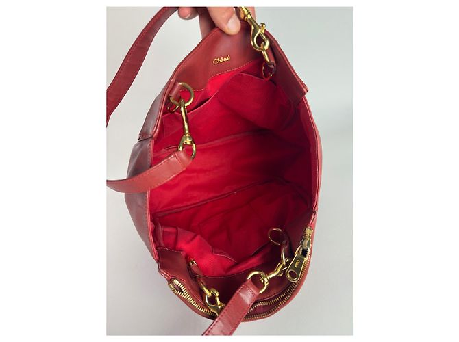 Chloé Vintage Chloe Leder Tote Bag Rot - Ansicht 3