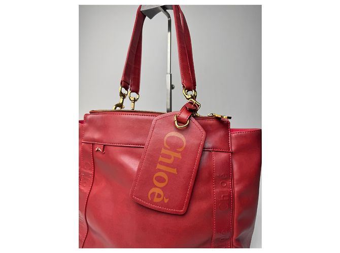 Chloé Vintage Chloe Leder Tote Bag Rot - Ansicht 5
