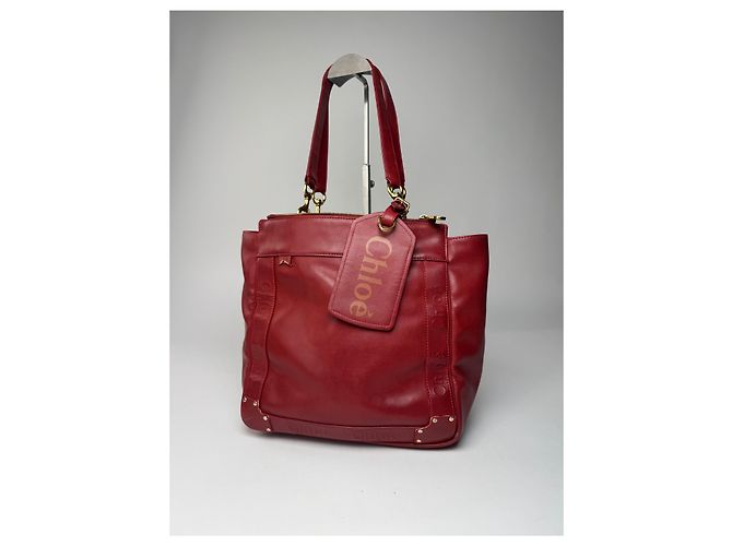 Chloé Vintage Chloe Leder Tote Bag Rot - Ansicht 7