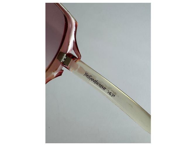 Vintage Yves Saint Laurent Übergroße Sonnenbrille Beige Rot - Ansicht 10