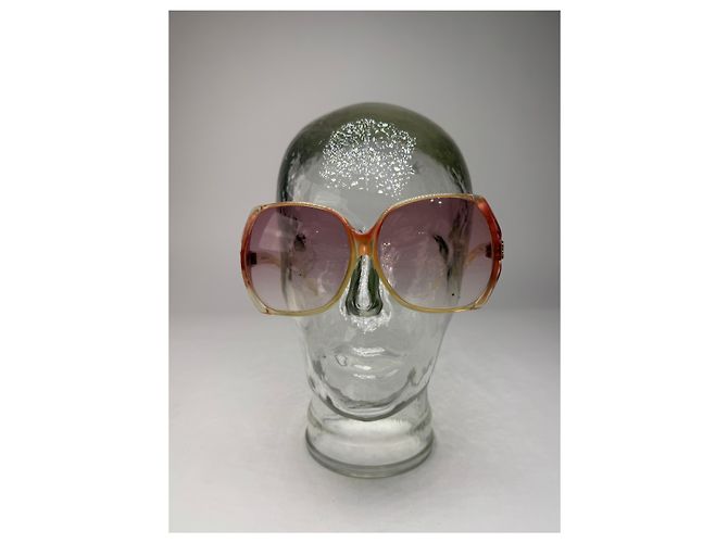 Vintage Yves Saint Laurent Übergroße Sonnenbrille Beige Rot - Ansicht 14